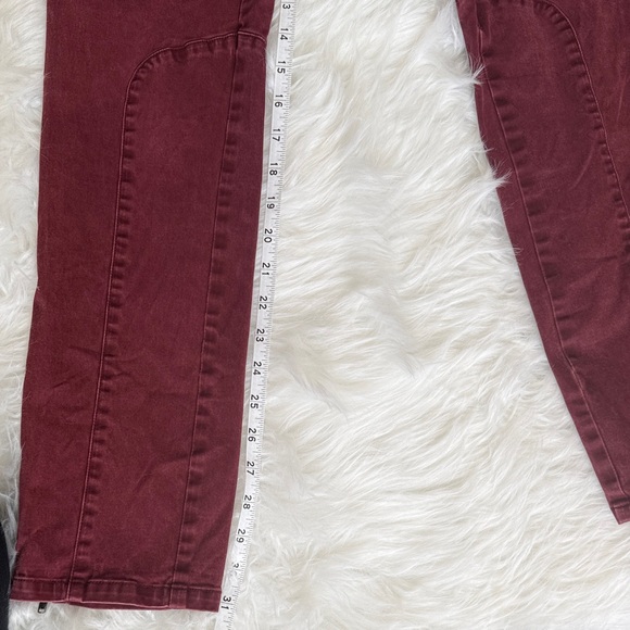 Peruvian Connection Moto Style Skinny Pants in Burgundy Color Size 4 - Picture 6 of 8